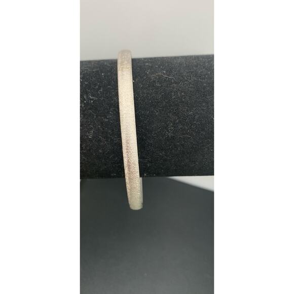 Vintage Monet Matte Textured Silver Tone Bangle Bracelet Size L Signed - Picture 2 of 5